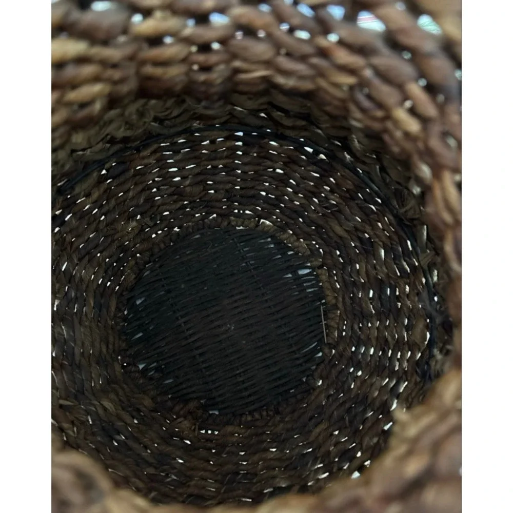 Vintage Woven Seagrass Basket Vase Rustic Natural Fiber Decorative Boho Urn 10in